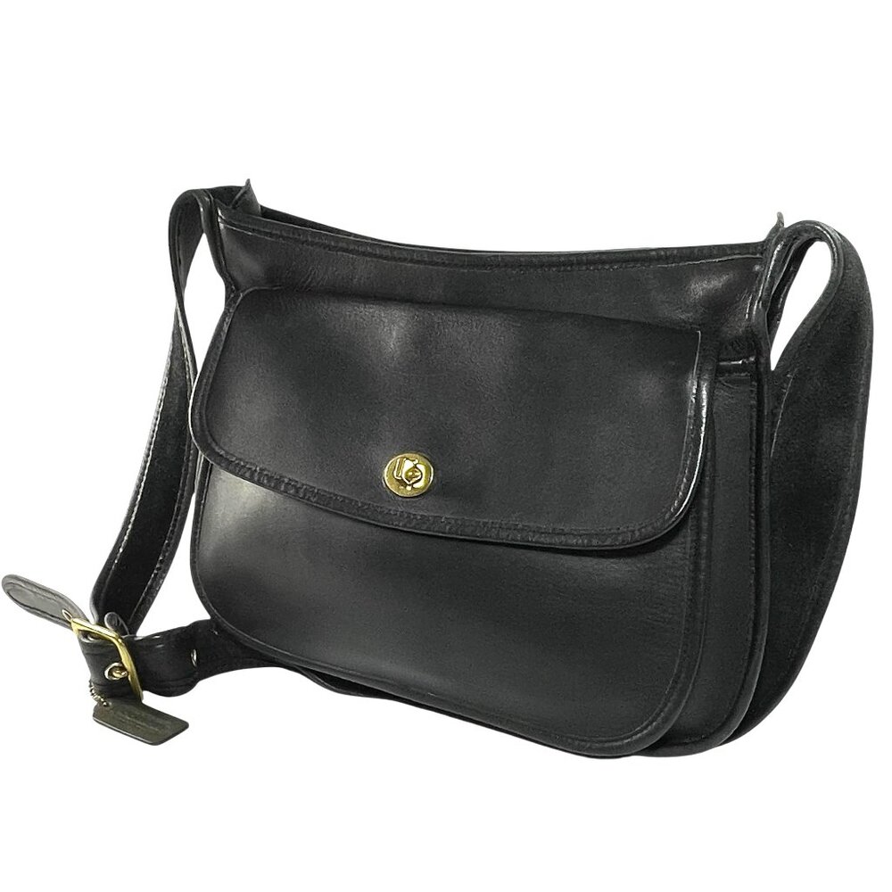 COACH 9980 TAFT BAG Black Leather Vintage made in USA Satchel Shoulder Handbag